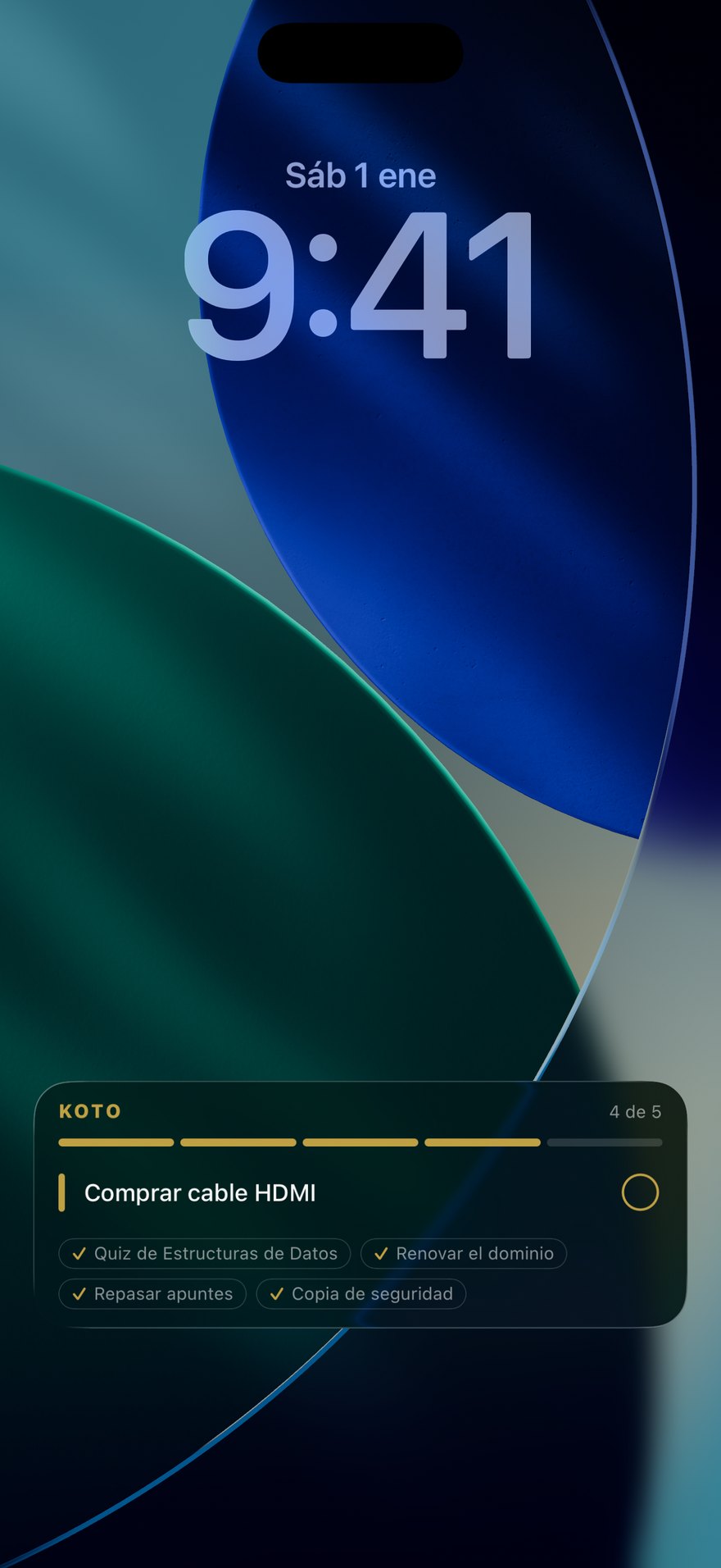 Actividad en directo de Koto en la pantalla de bloqueo del iPhone